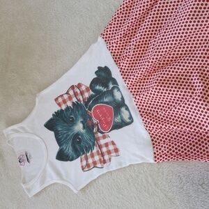 Girls Valentines Red & White Polka Dot Tank Top Puppy Love Sundress